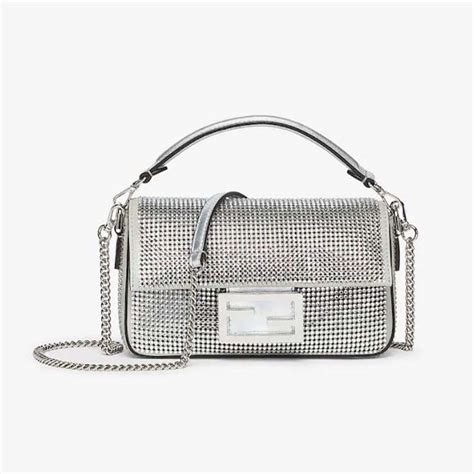 silver fendi bag|Fendi baguette leather shoulder bag.